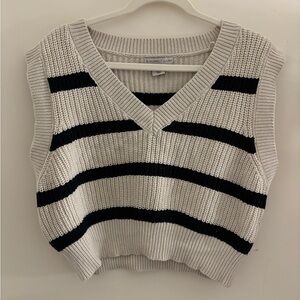 Striped V-Neck Knit Sweater Vest